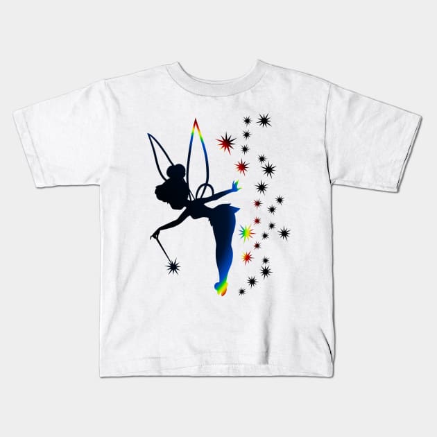 Rainbow Tinkerbell Sillhouette Kids T-Shirt by ijsw